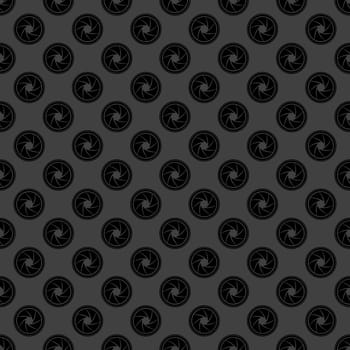 Photo camera diaphragm web icon. flat design. Seamless gray pattern.