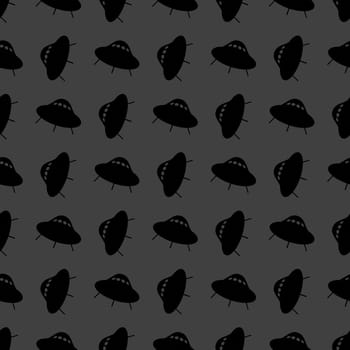 UFO web icon. flat design. Seamless gray pattern.