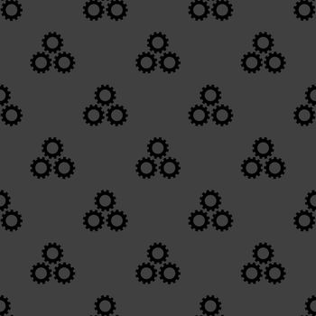 Settings Sign web icon. flat design. Seamless gray pattern.