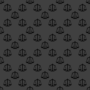 Scales balance web icon. . flat design. Seamless gray pattern.