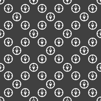 Compass web icon. flat design. Seamless gray pattern.