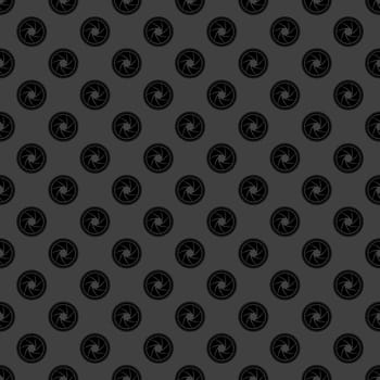 Photo camera diaphragm web icon. flat design. Seamless gray pattern.