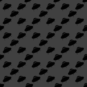 UFO web icon. flat design. Seamless gray pattern.