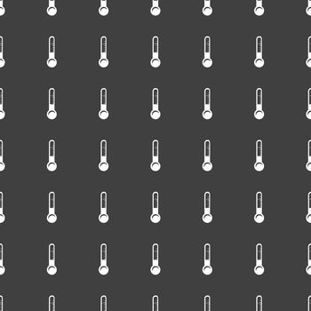 Thermometer. web icon. flat design. Seamless gray pattern.