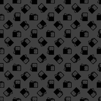 Gas, fuel station web icon. flat design. Seamless gray pattern.