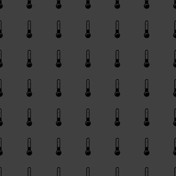 Thermometer. web icon. flat design. Seamless gray pattern.