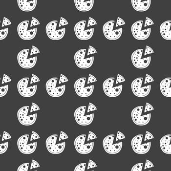 Pizza web icon. flat design. Seamless gray pattern.