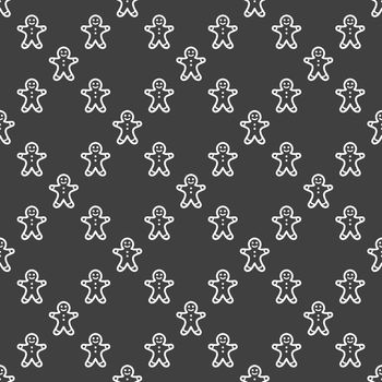 Gingerbread web icon. flat design. Seamless gray pattern.