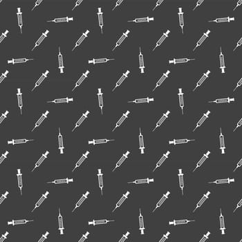 Syringe web icon. flat design. Seamless gray pattern.
