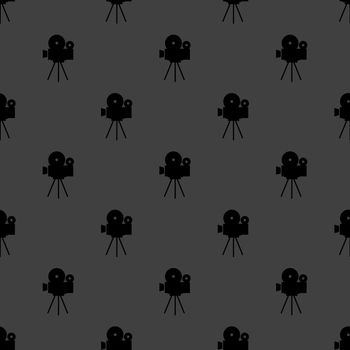 Videocamera web icon. flat design. Seamless gray pattern.