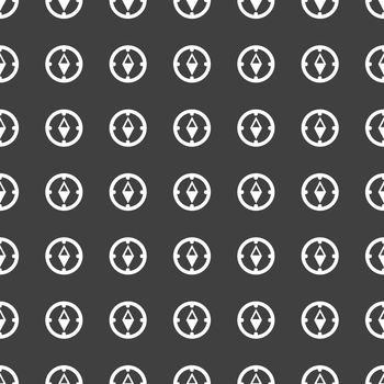 Compass web icon. flat design. Seamless gray pattern.