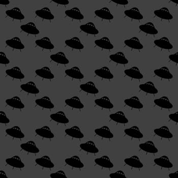 UFO web icon. flat design. Seamless gray pattern.