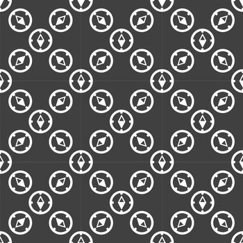 Compass web icon. flat design. Seamless gray pattern.