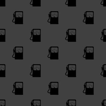 Gas, fuel station web icon. flat design. Seamless gray pattern.