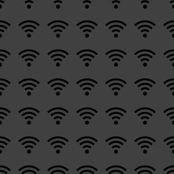 WI-FI web icon. flat design. Seamless gray pattern.