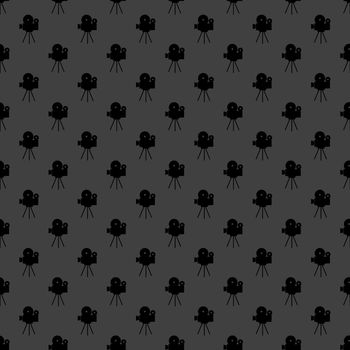 Videocamera web icon. flat design. Seamless gray pattern.