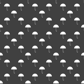 Umbrella web icon. flat design. Seamless gray pattern.