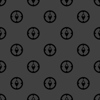 Compass web icon. flat design. Seamless gray pattern.