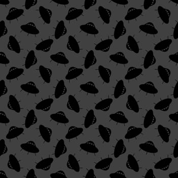 UFO web icon. flat design. Seamless gray pattern.