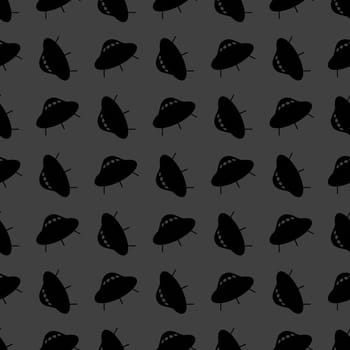 UFO web icon. flat design. Seamless gray pattern.