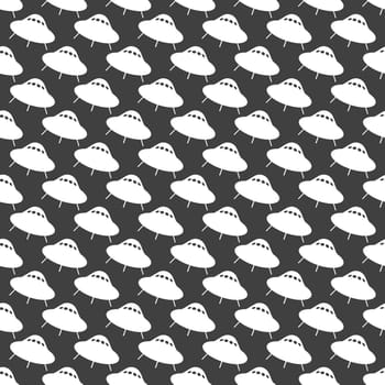 UFO web icon. flat design. Seamless gray pattern.