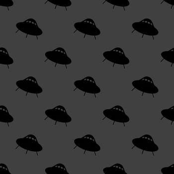 UFO web icon. flat design. Seamless gray pattern.