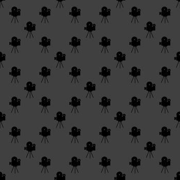 Videocamera web icon. flat design. Seamless gray pattern.