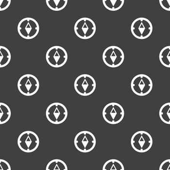 Compass web icon. flat design. Seamless gray pattern.