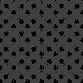 Videocamera web icon. flat design. Seamless gray pattern.
