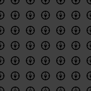 Compass web icon. flat design. Seamless gray pattern.