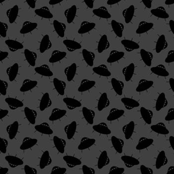 UFO web icon. flat design. Seamless gray pattern.