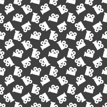 Video-camera web icon. flat design. Seamless gray pattern.