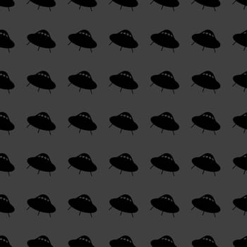 UFO web icon. flat design. Seamless gray pattern.