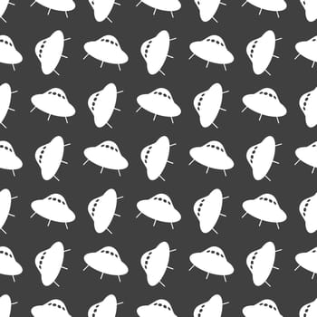 UFO web icon. flat design. Seamless gray pattern.