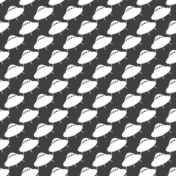 UFO web icon. flat design. Seamless gray pattern.