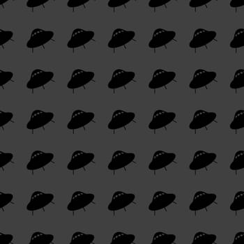 UFO web icon. flat design. Seamless gray pattern.