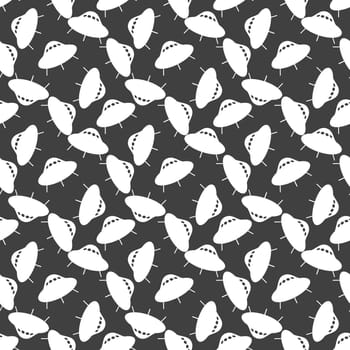 UFO web icon. flat design. Seamless gray pattern.