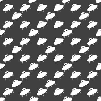 UFO web icon. flat design. Seamless gray pattern.