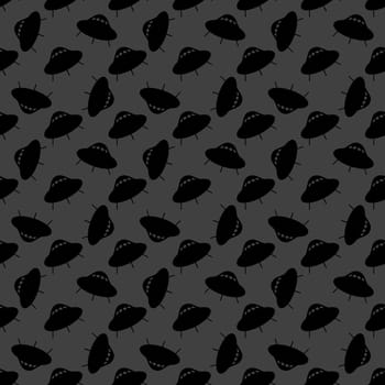 UFO web icon. flat design. Seamless gray pattern.