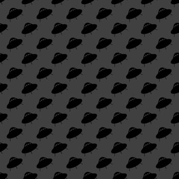 UFO web icon. flat design. Seamless gray pattern.