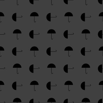 Umbrella web icon. flat design. Seamless gray pattern.