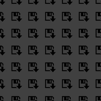 floppy disk download web icon. flat design. Seamless gray pattern.