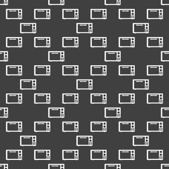 microwave. kitchen equipment web icon.  flat design. Seamless gray pattern.