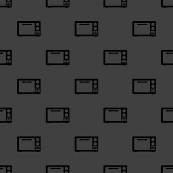 microwave. kitchen equipment web icon.  flat design. Seamless gray pattern.