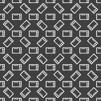 microwave. kitchen equipment web icon.  flat design. Seamless gray pattern.