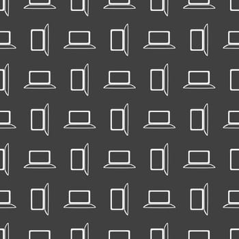 Notebook web icon. flat design. Seamless gray pattern.