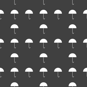 Umbrella web icon. flat design. Seamless gray pattern.