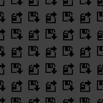floppy disk download web icon. flat design. Seamless gray pattern.
