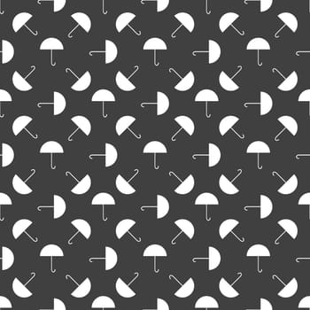 Umbrella web icon. flat design. Seamless gray pattern.