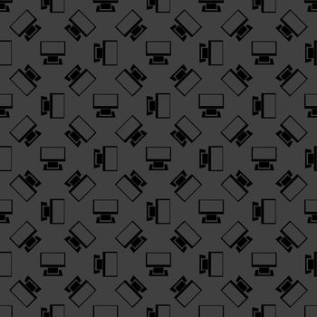 Computer web icon. flat design. Seamless gray pattern.